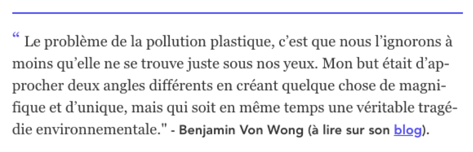 Benjamin Von Wong explique le problème de la pollution plastique 