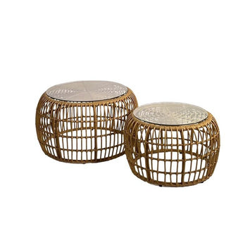 Table basse Rotin by K plateau de verre