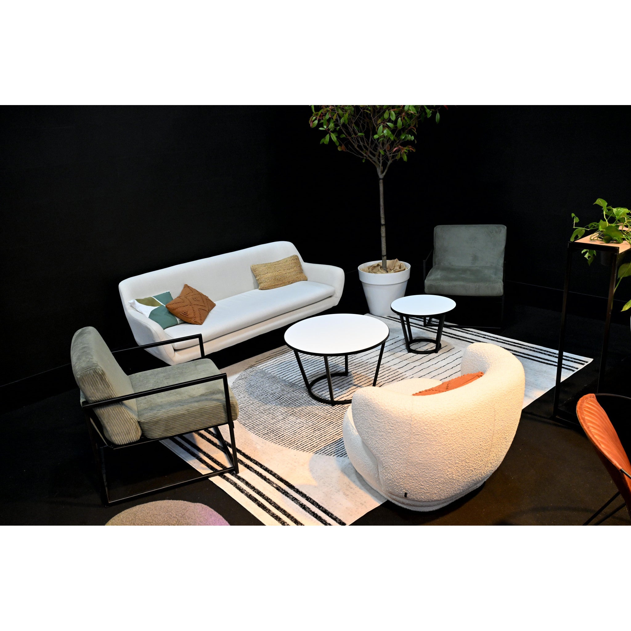 Tapis Hygge 200x275 cm - blanc cassé & noir