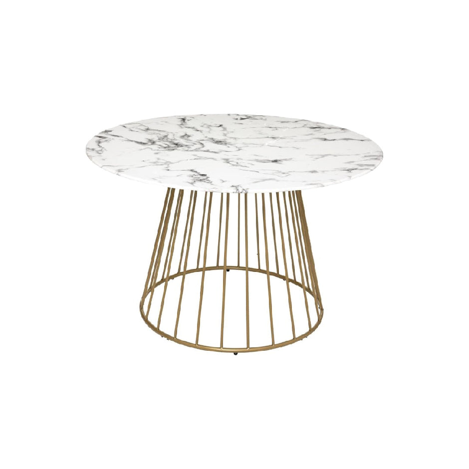 Table fleuris dorée - plateau marbre