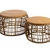 table basse rotin set D75+D60 plateau bois