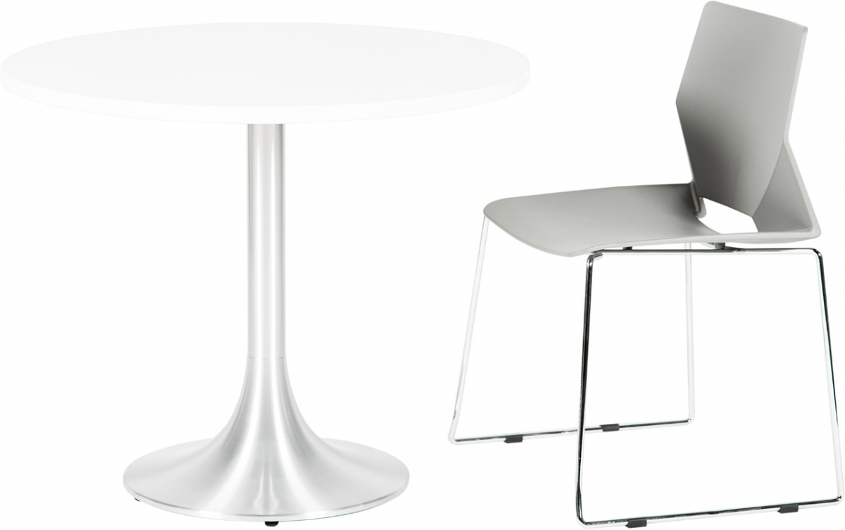Table Stacy H73 dia90 - blanc & inox