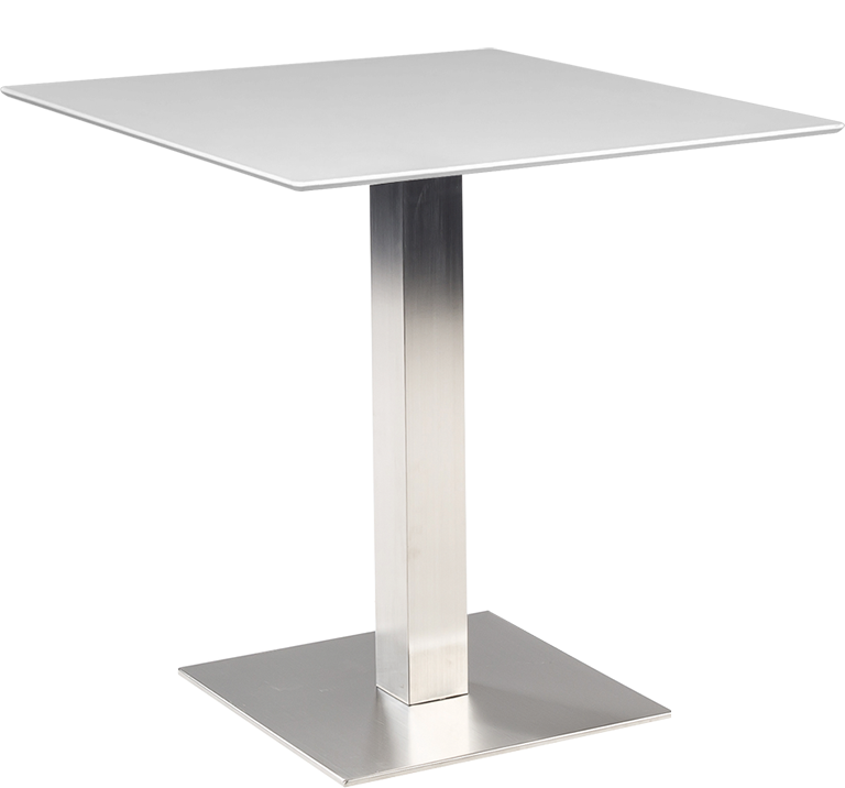 Table Stan H73 70x70 - blanc & inox outdoor