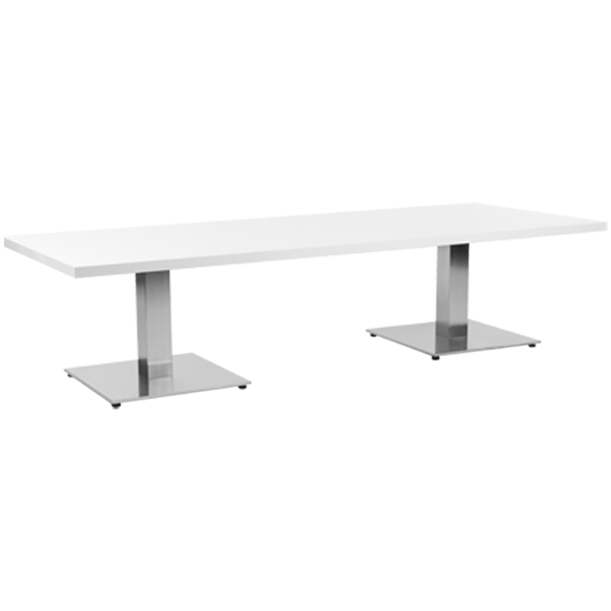 Table Stan H35 180x70 - blanc & inox
