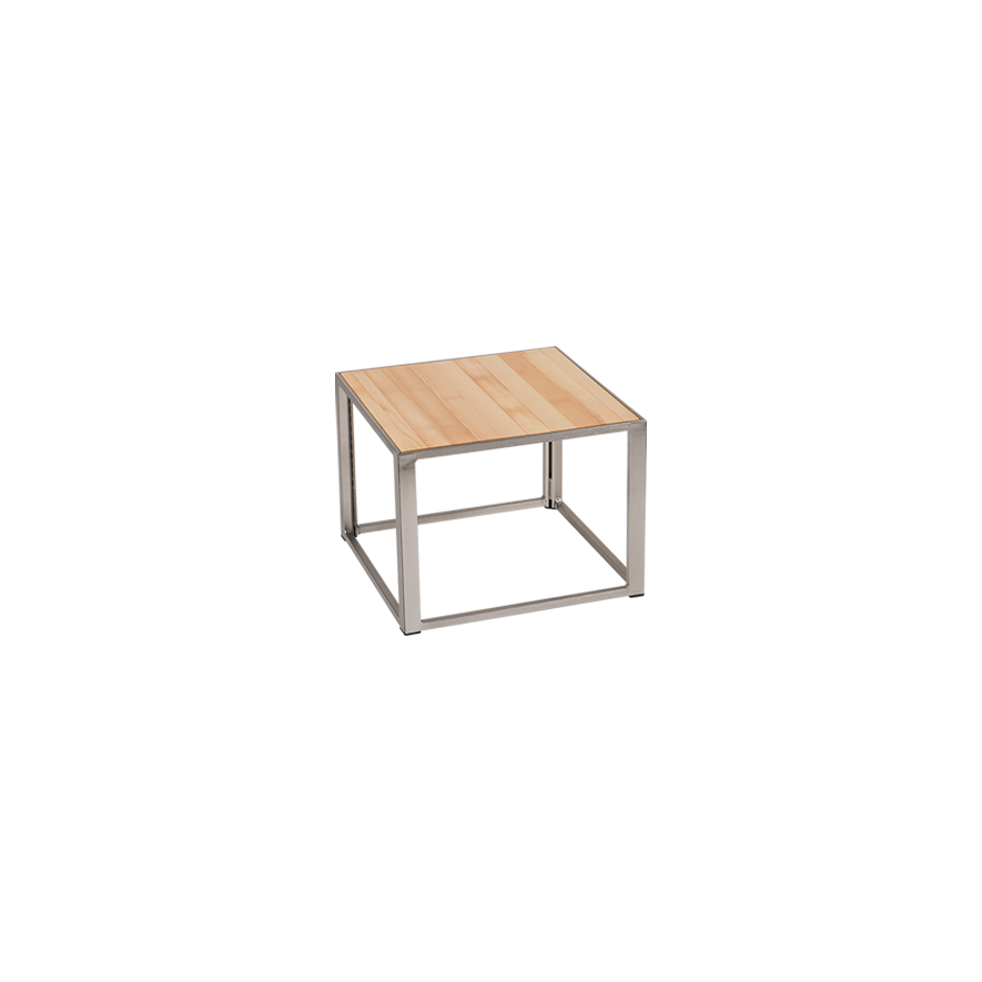 Table Kadra H45 60x60 - bois & chrome