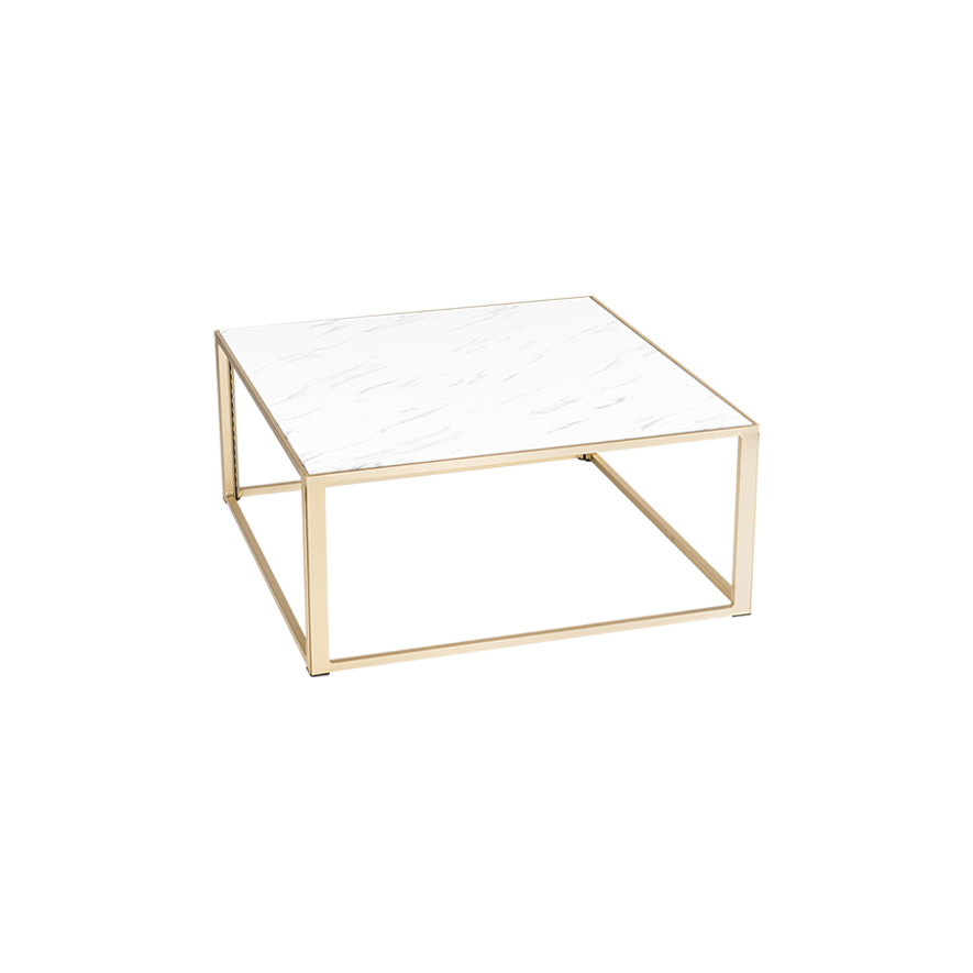 Table Kadra H45 100x100 - marbre & laiton