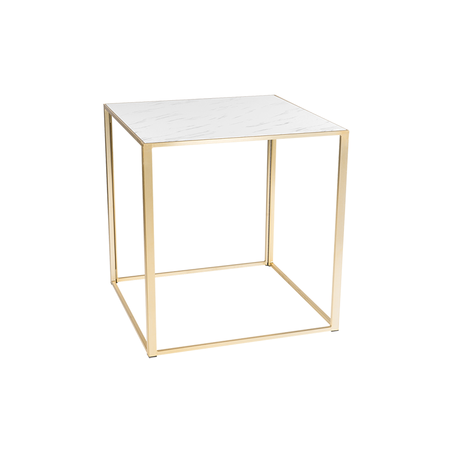 Table Kadra H105 100x100 - marbre & laiton