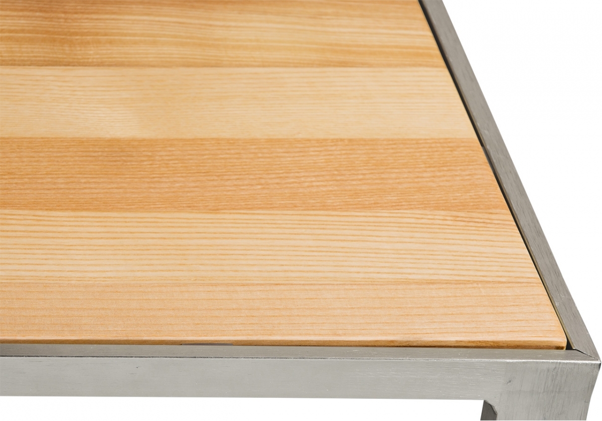 Table Kadra H90 60x60 - bois & chrome