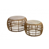 Table basse Rotin plateau verre - by K