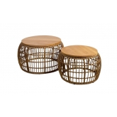 Table basse Rotin plateau bois - by K