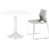 Table Stacy H73 dia90 - blanc & inox