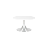 Table Stacy H35 dia70 - blanc & inox