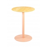 Table ronde Kamino rose poudré/bois H73