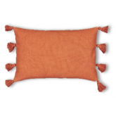 Coussin pompon 30x50 - terre de sienne