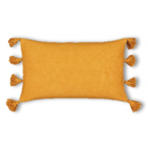 Coussin pompon 30x50 - ocre