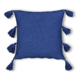 Coussin pompon 40x40 - bleu roi