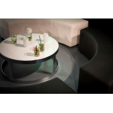 Table Berlin H35 dia60 - blanc & chrome