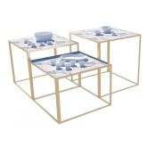 Table Kadra H73 100x100 - marbre & laiton