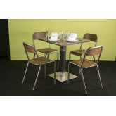 Table Stan H73 90x90 - bois & inox